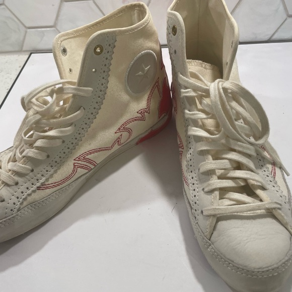 Converse All Star Sasha Hi Top Woman’s Sneaker Size 8.5 Red Leather Flame Canvas - Picture 10 of 13